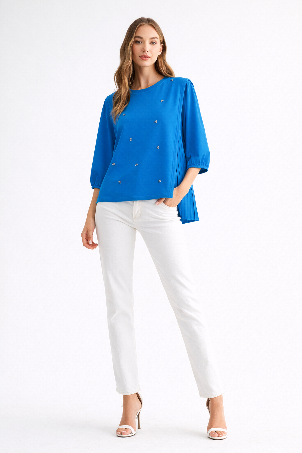 Rilynn Top with Pleating & Diamonds