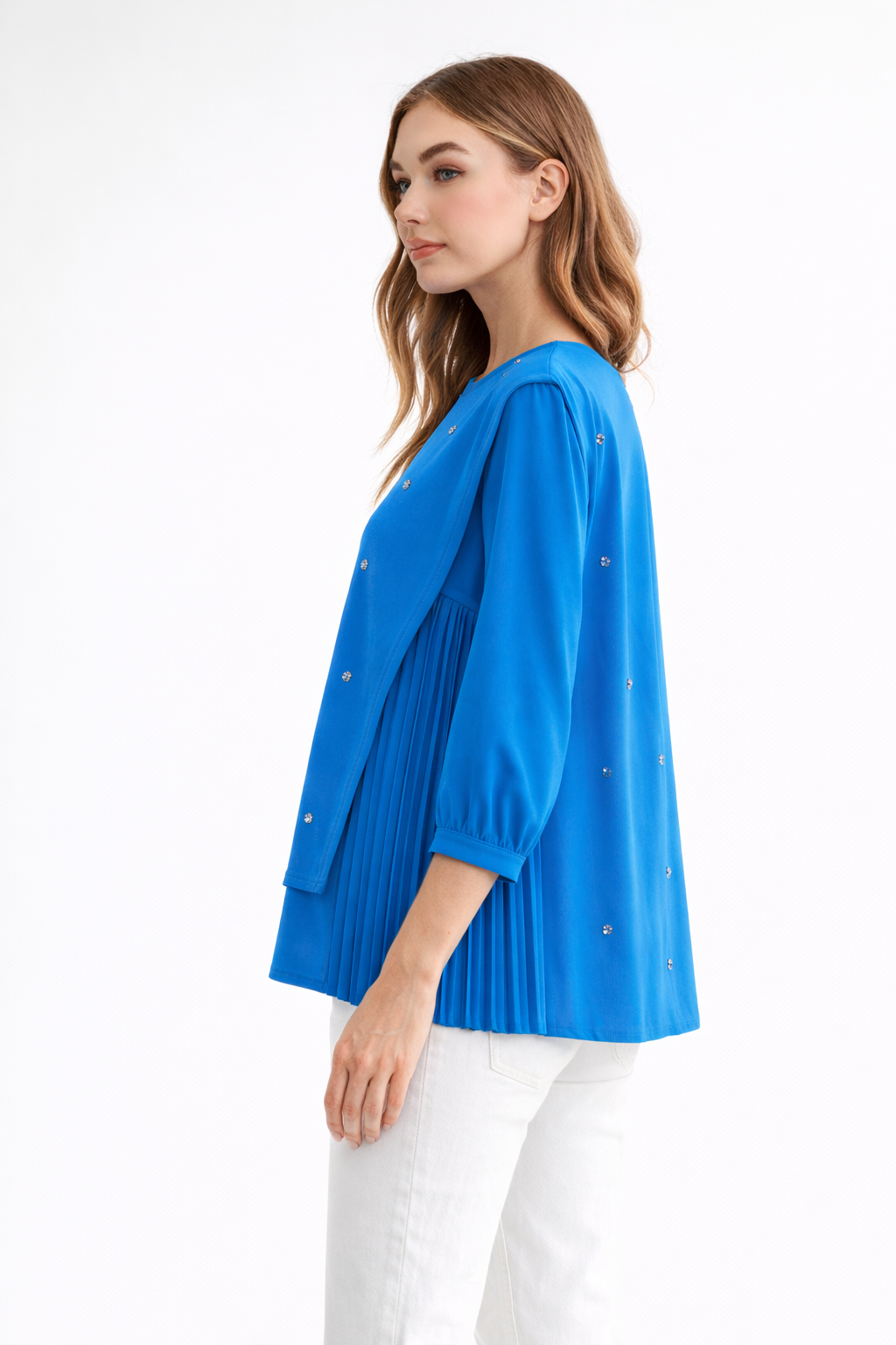 Rilynn Top with Pleating & Diamonds