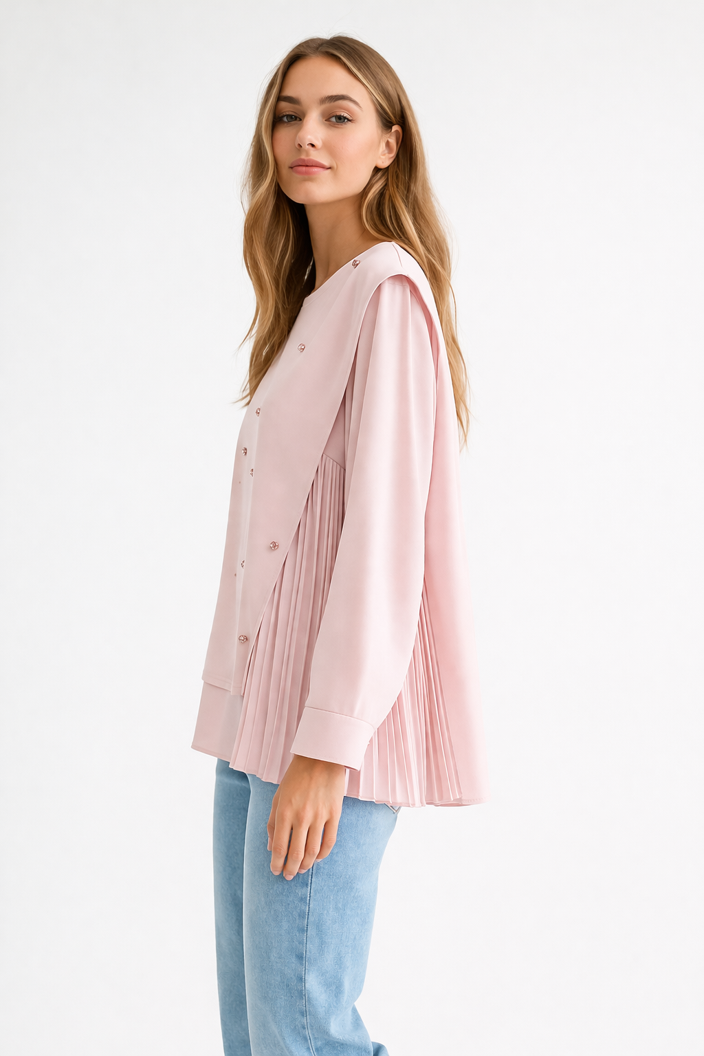 Rilynn Top with Pleating & Diamonds
