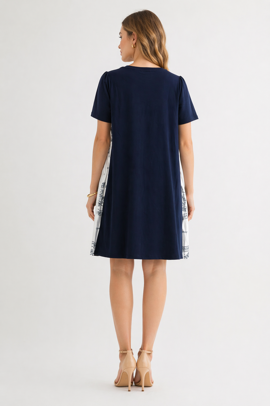 Renyta Dress with Novelty Front Printed Pleating