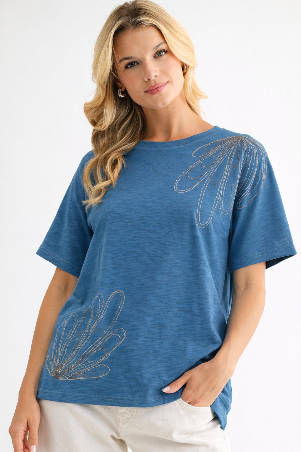 Cora Cotton Top with Beading Trim