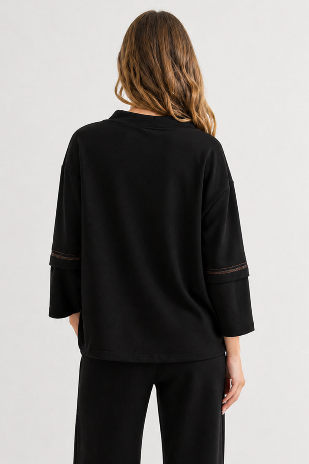 Kayla Crepe Knit Top with Beading Trim