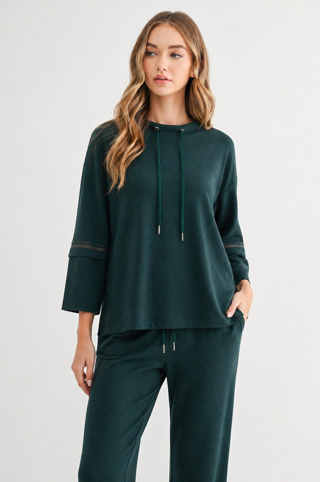 Kayla Crepe Knit Top with Beading Trim