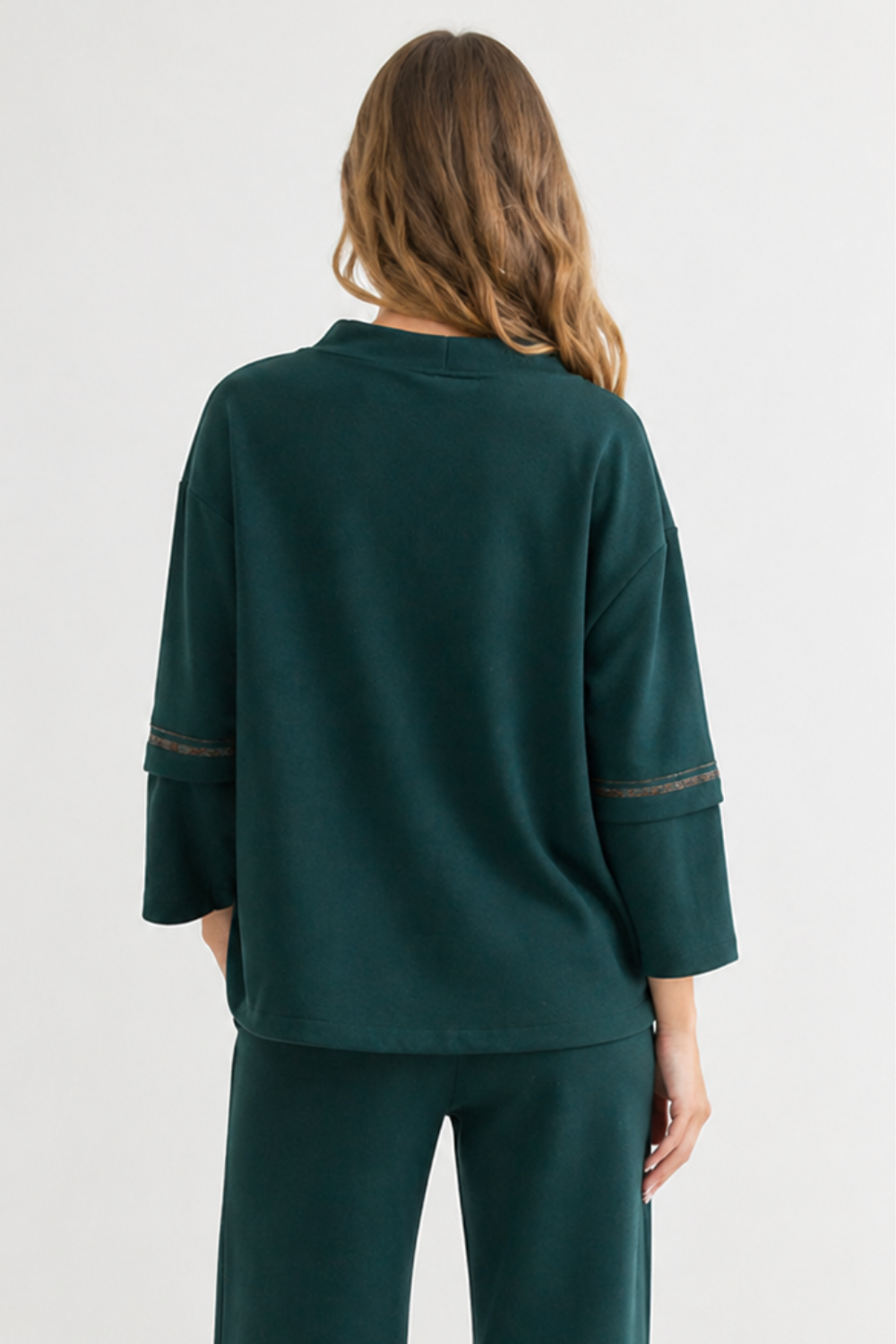 Kayla Crepe Knit Top with Beading Trim