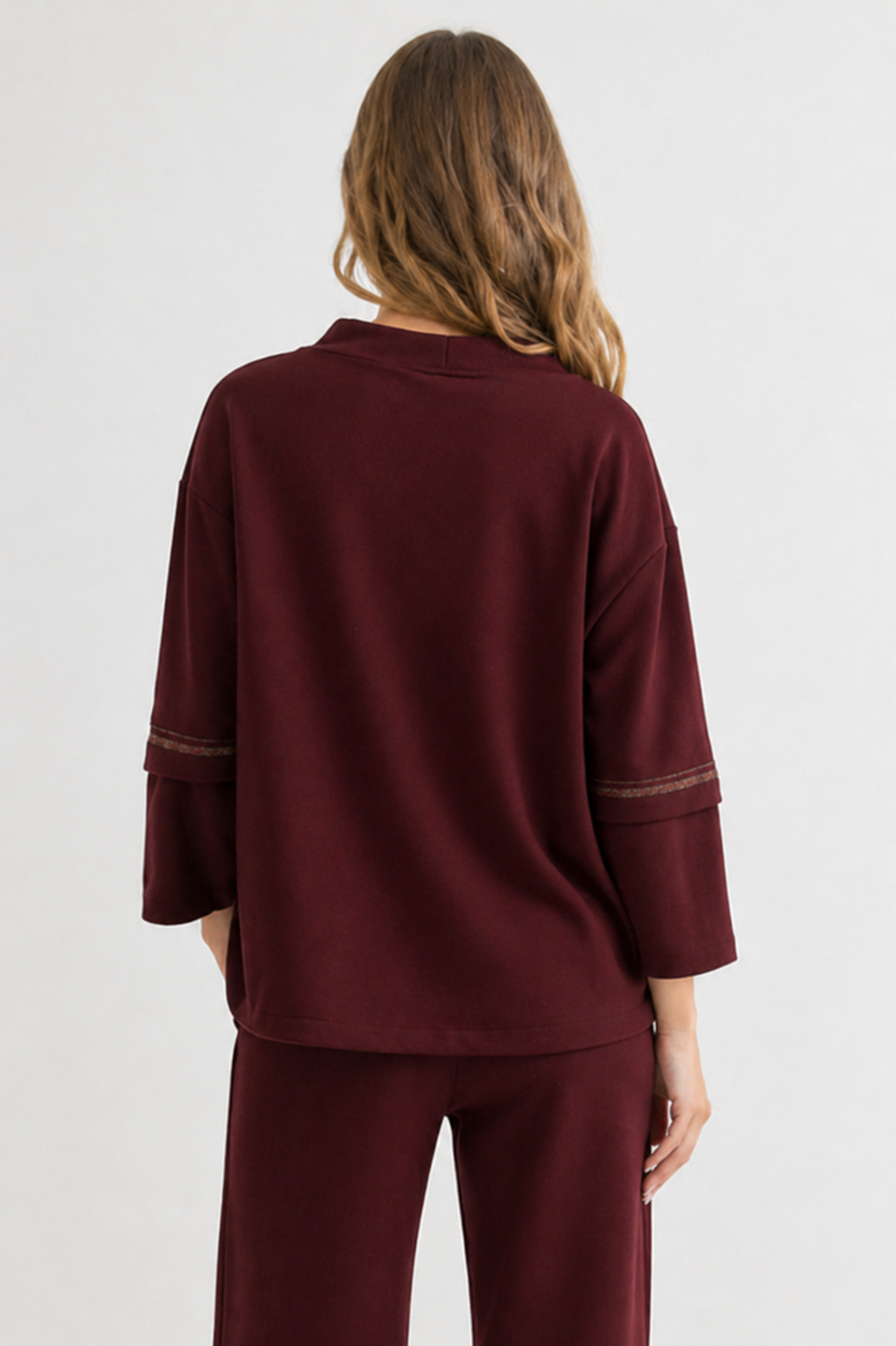 Kayla Crepe Knit Top with Beading Trim
