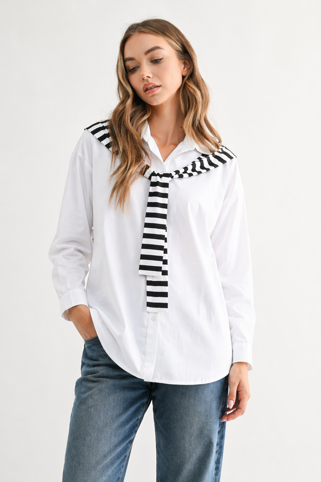 Willette Top with Stripe Front Ties