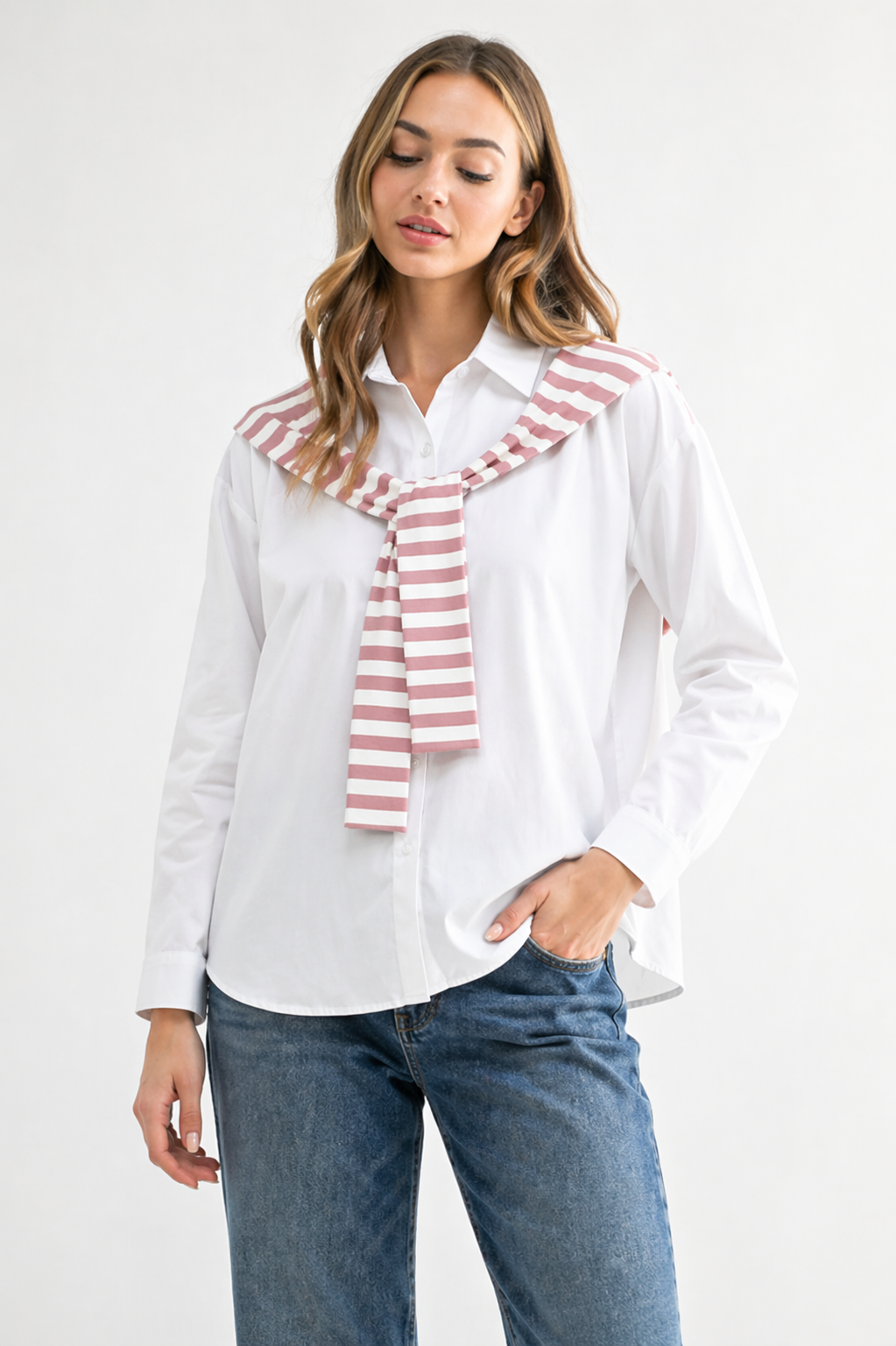 Willette Top with Stripe Front Ties