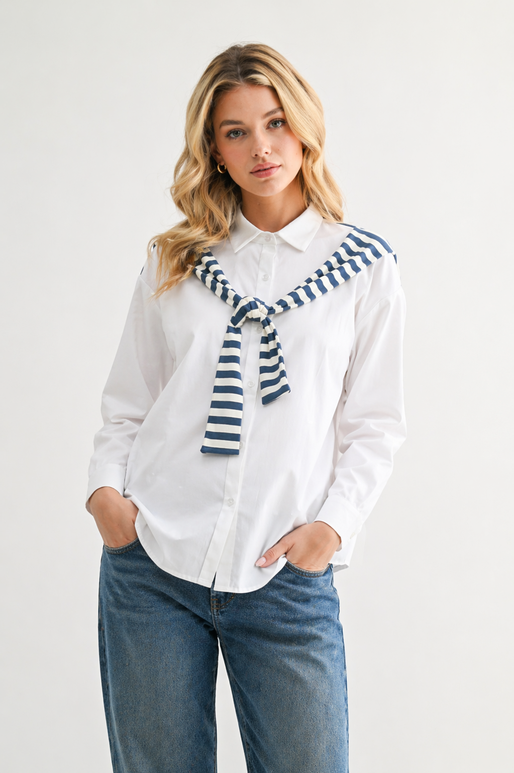 Willette Top with Stripe Front Ties