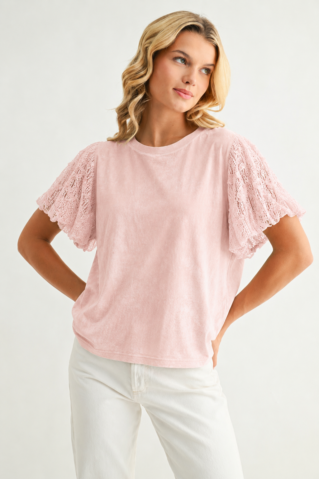 Adelle Stretch Suede Top with Lace