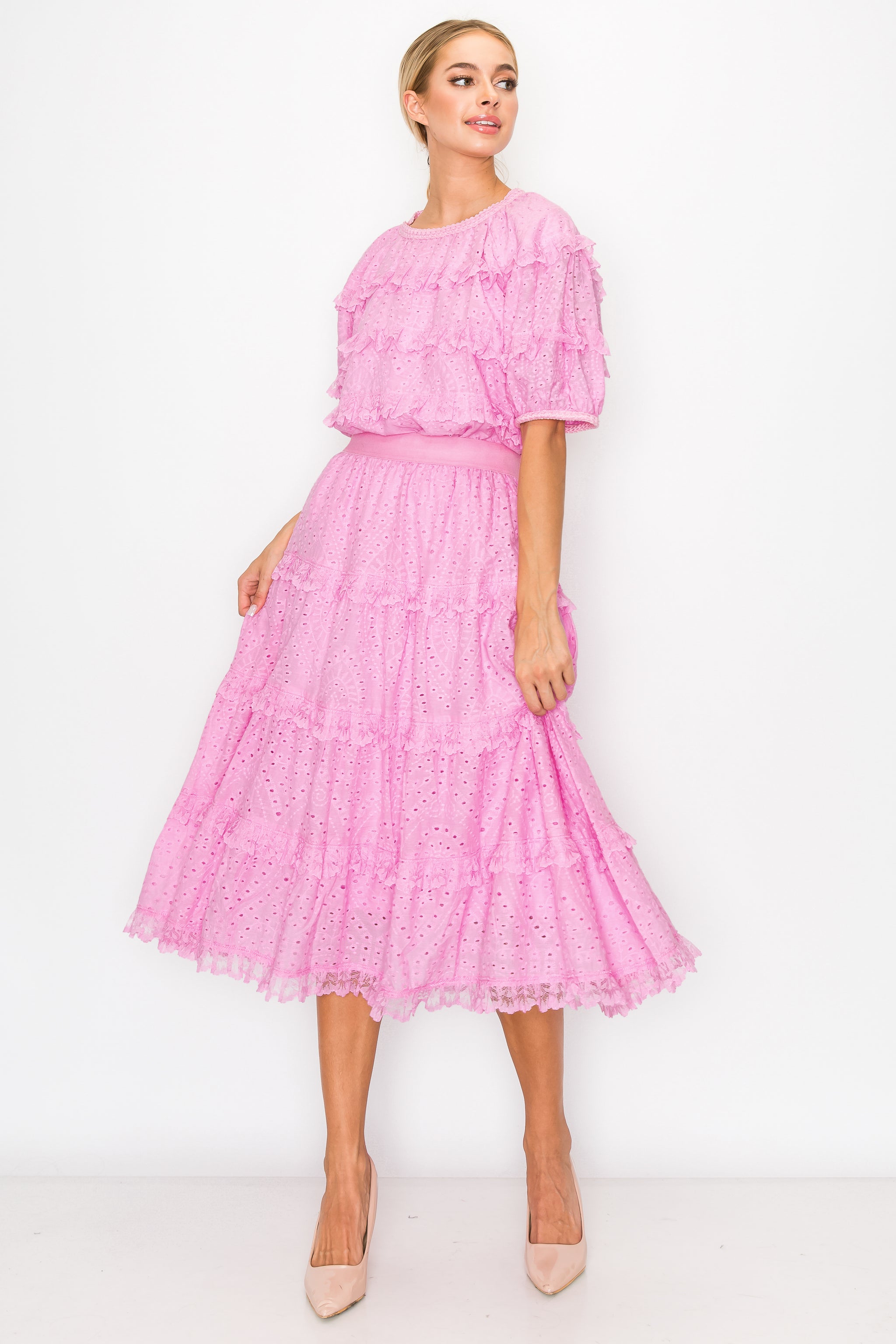 Lace and eyelet skirt set.