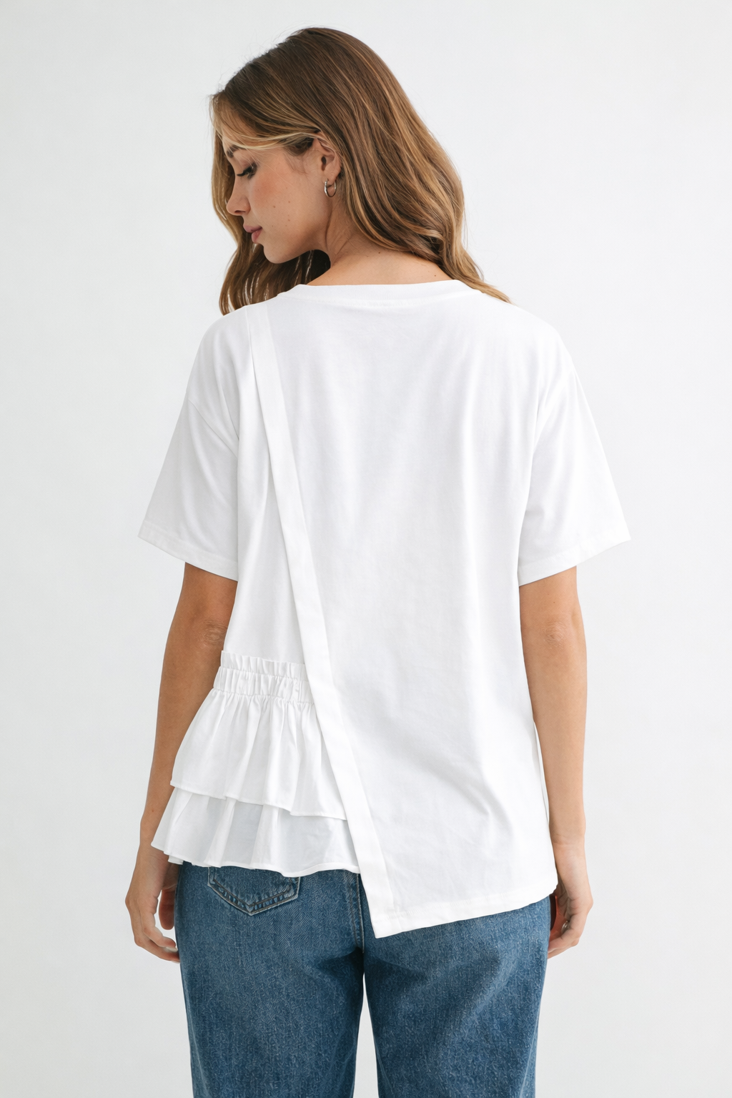 Rena Pointe Knit Top with Front Ruffling