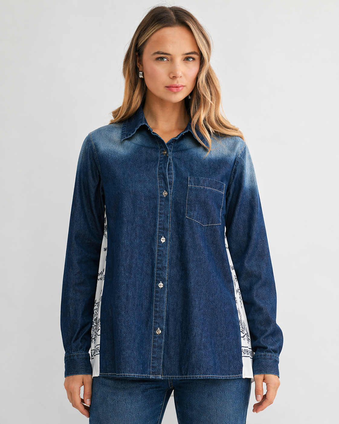 Dani Denim Shirt with Novelty Back Pleating