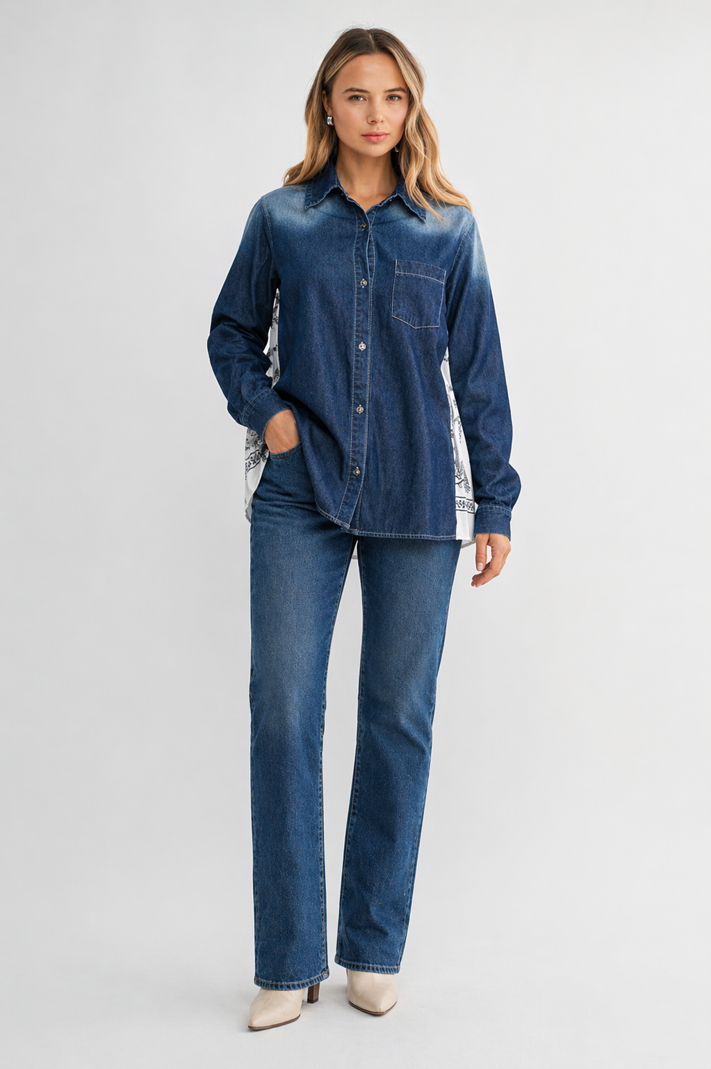 Dani Denim Shirt with Novelty Back Pleating
