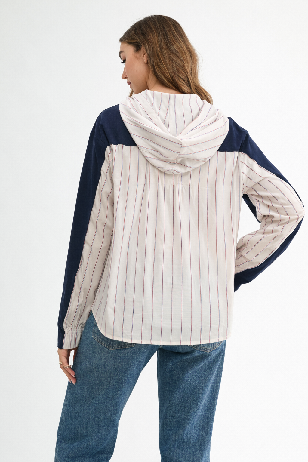Rickie Pointe Knit Top with Stripe Hoodie