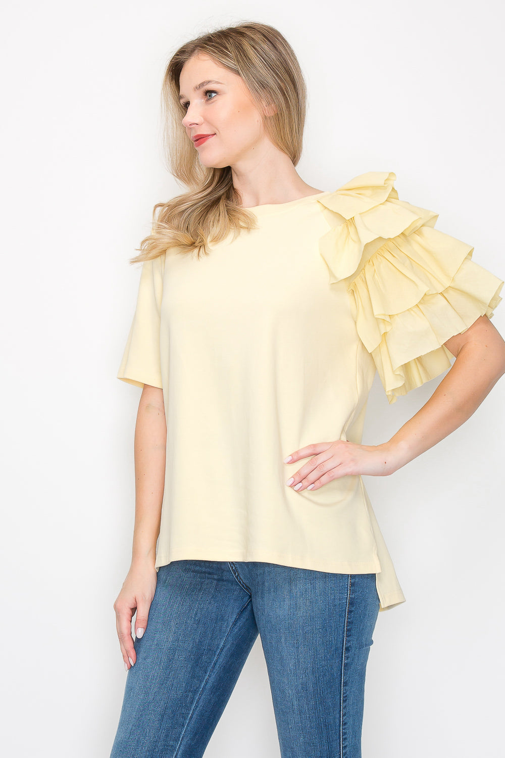 Ronna Ruffled Pointe Knit Top
