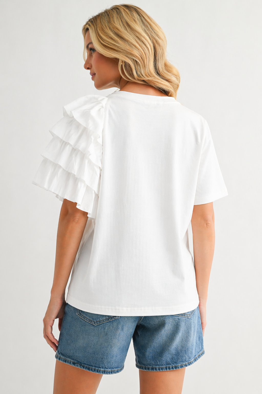 Ronna Ruffled Stretch Pointe Knit Top