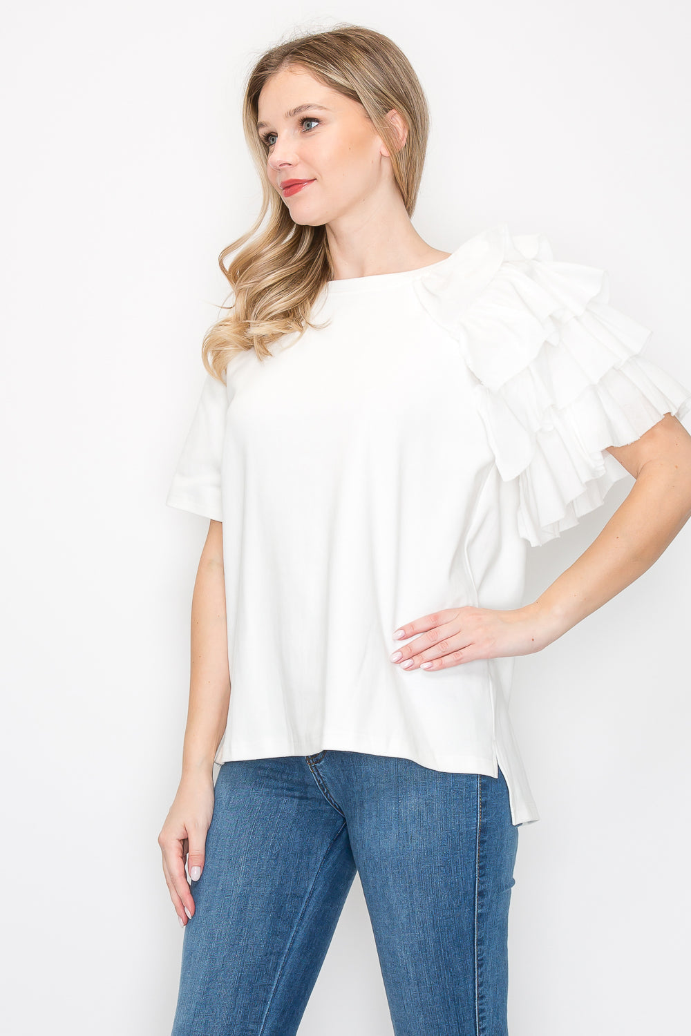 Ronna Ruffled Pointe Knit Top