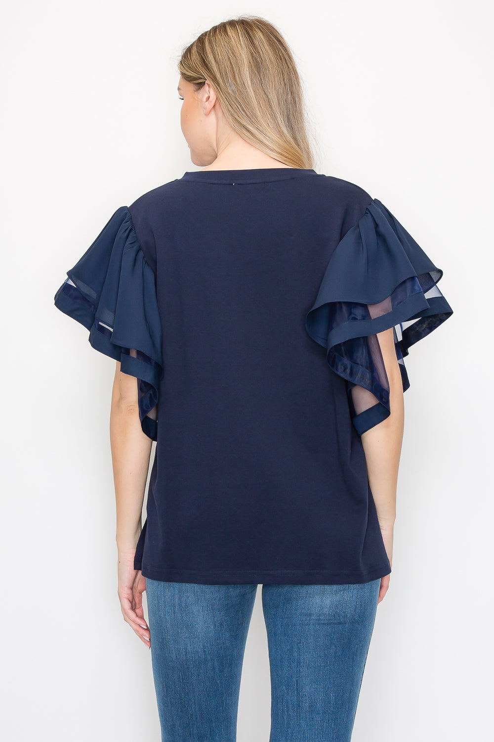 Rommie Pointe Knit Top with Ruffles