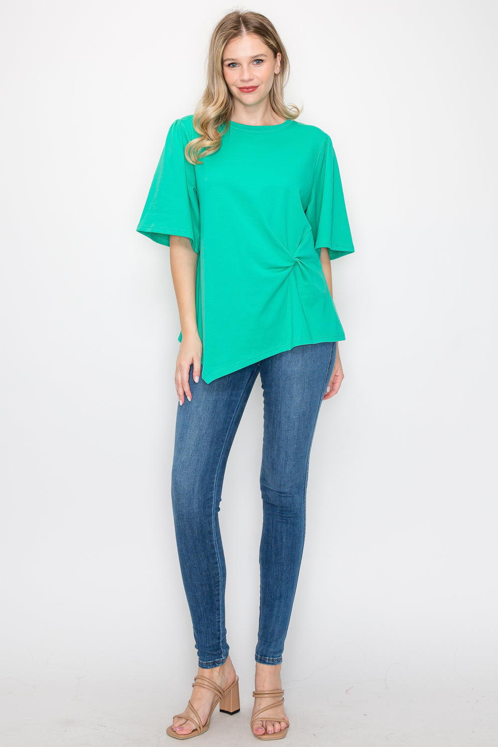 Rynn Stretch Pointe Knit Asymmetric Top
