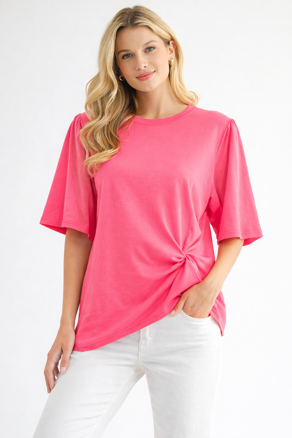 Rynn Stretch Pointe Knit Asymmetric Top