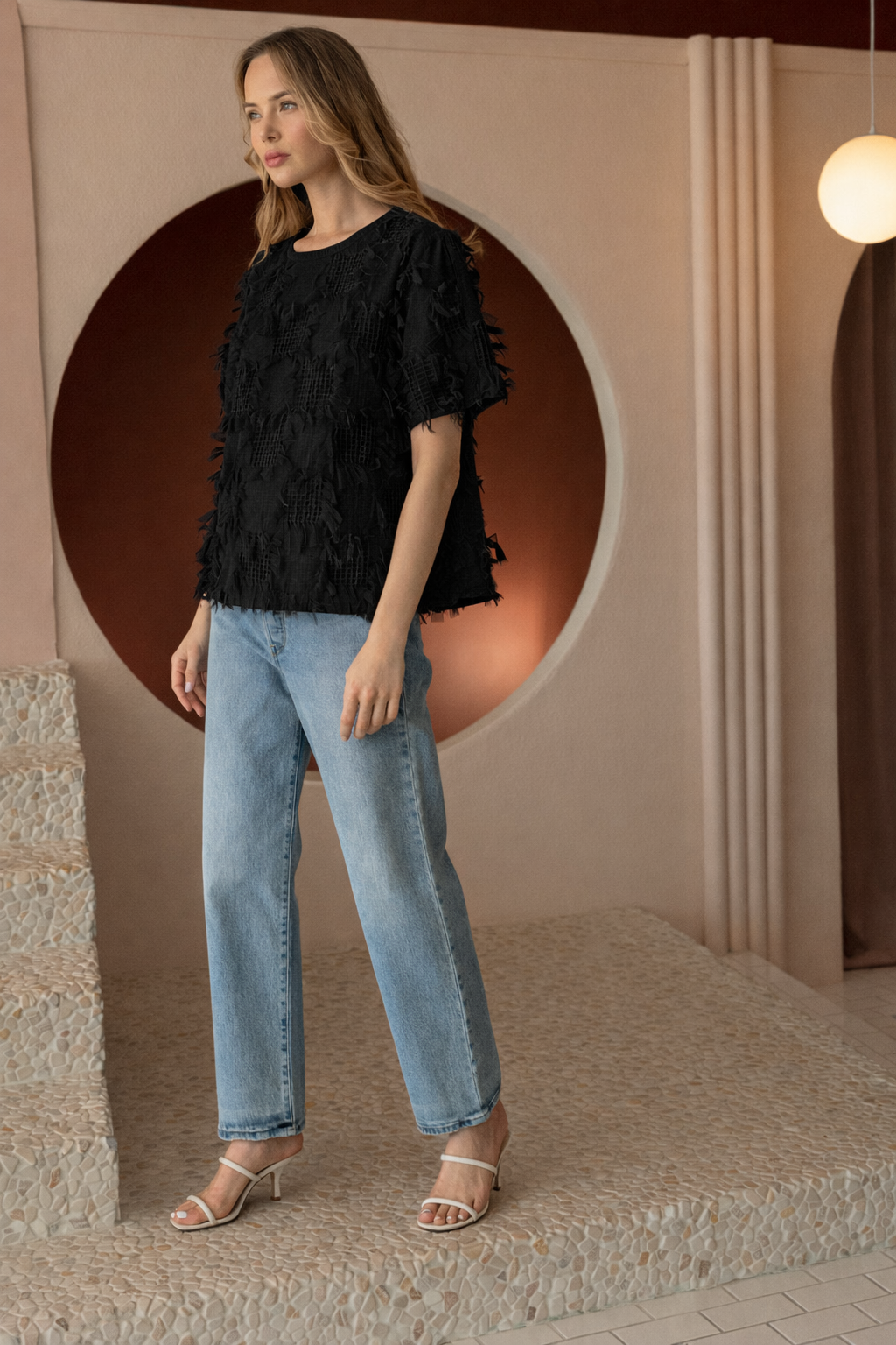 Waylynn Top with Textured Feathered Chiffon