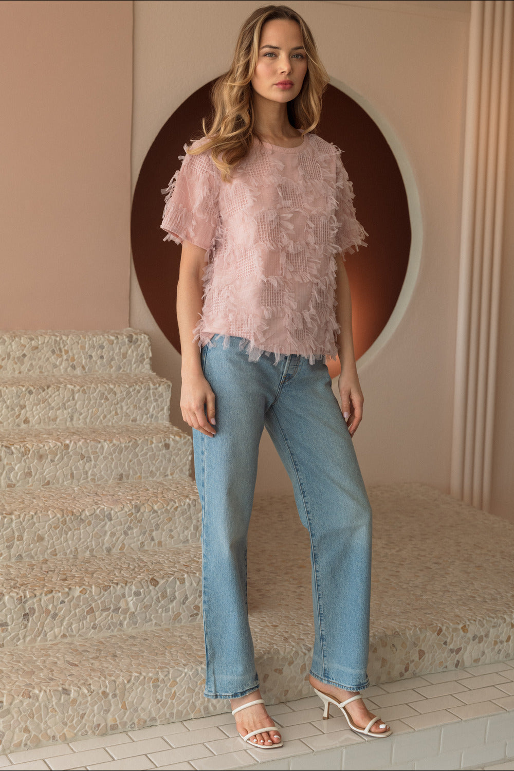 Waylynn Top with Textured Feathered Chiffon