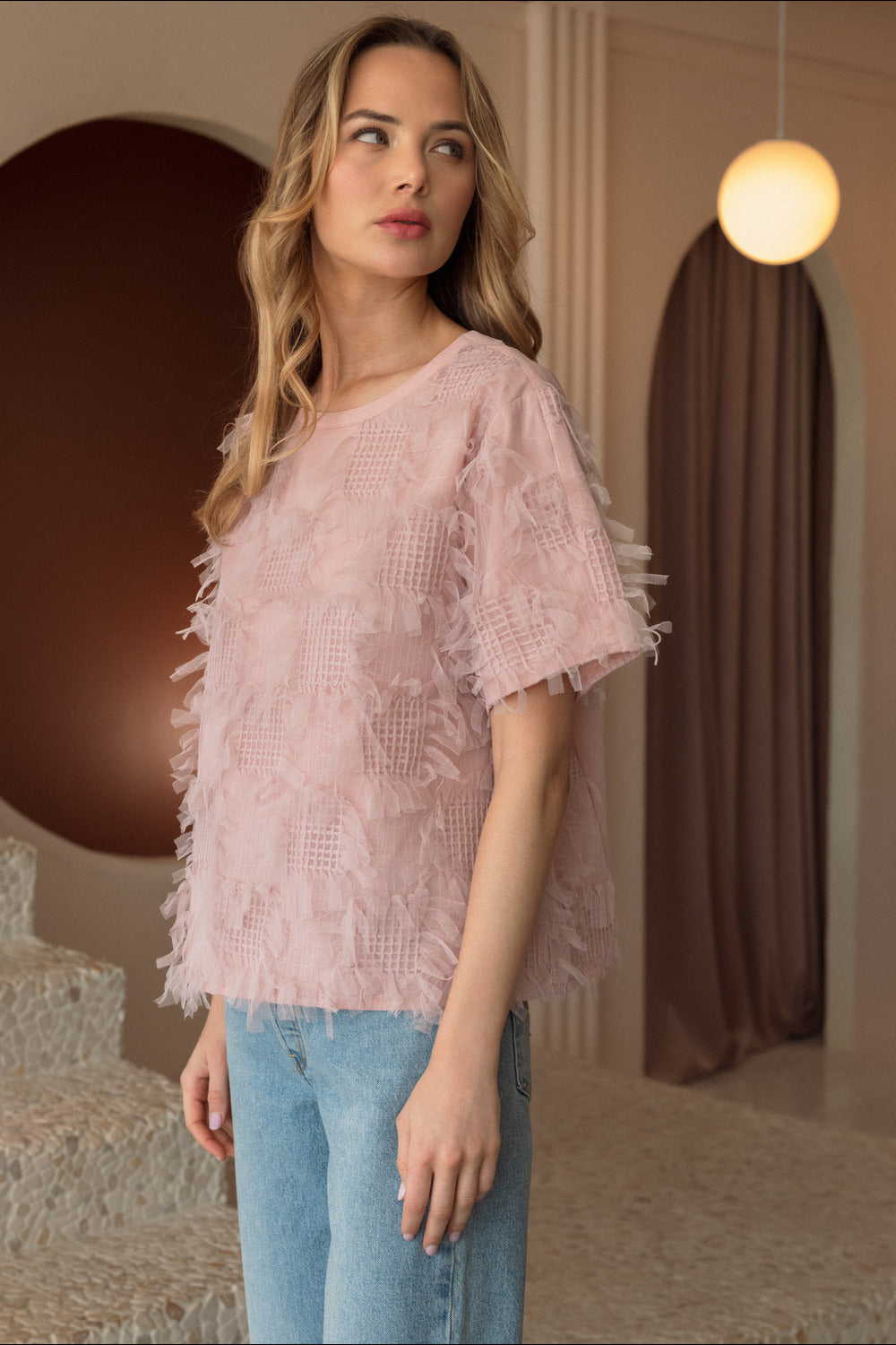 Waylynn Top with Textured Feathered Chiffon