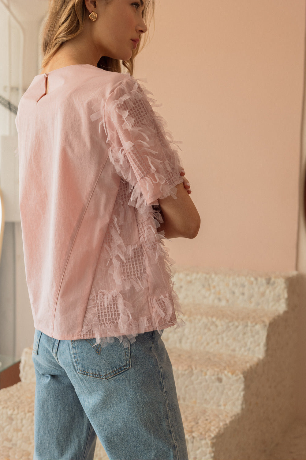 Waylynn Top with Textured Feathered Chiffon