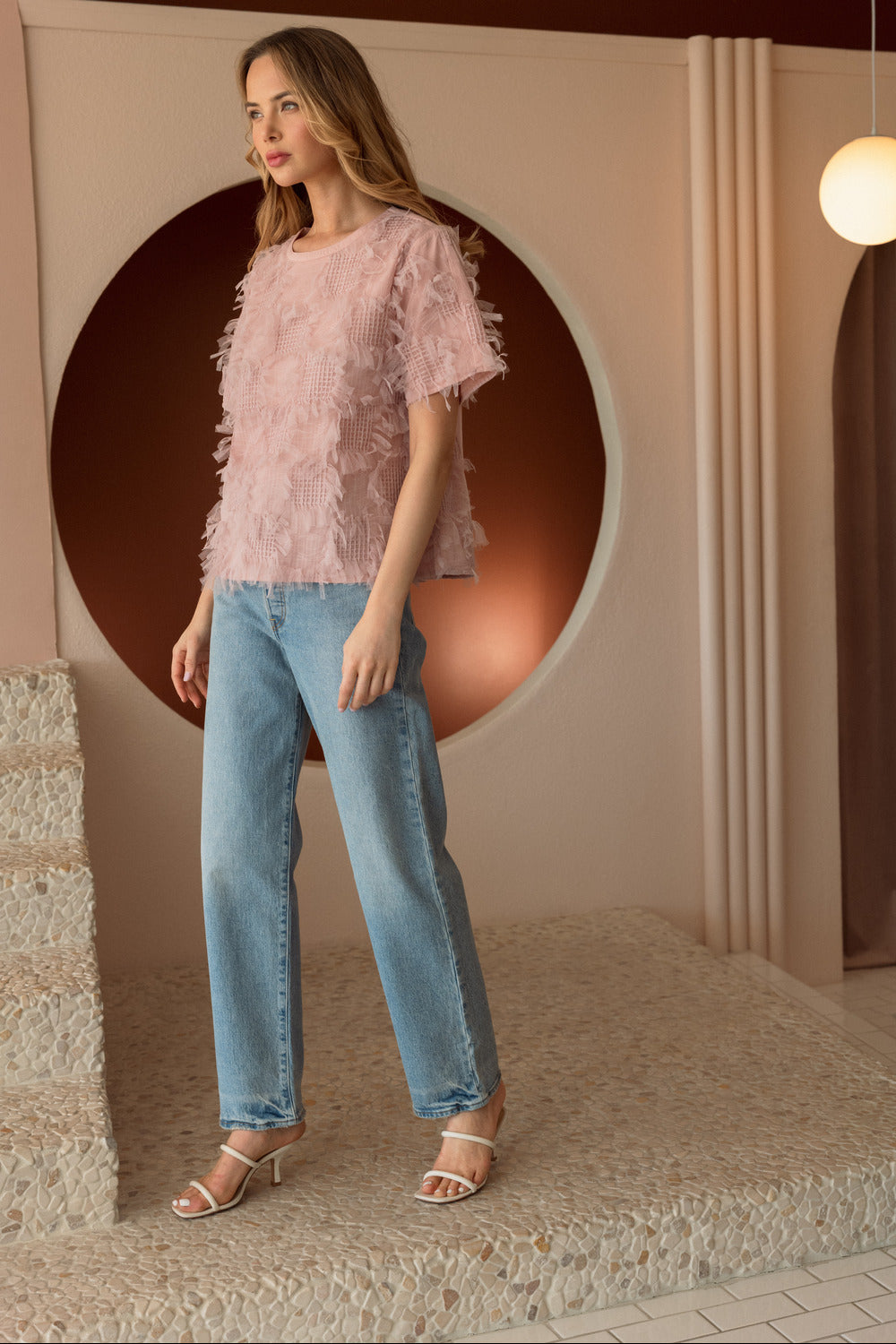 Waylynn Top with Textured Feathered Chiffon