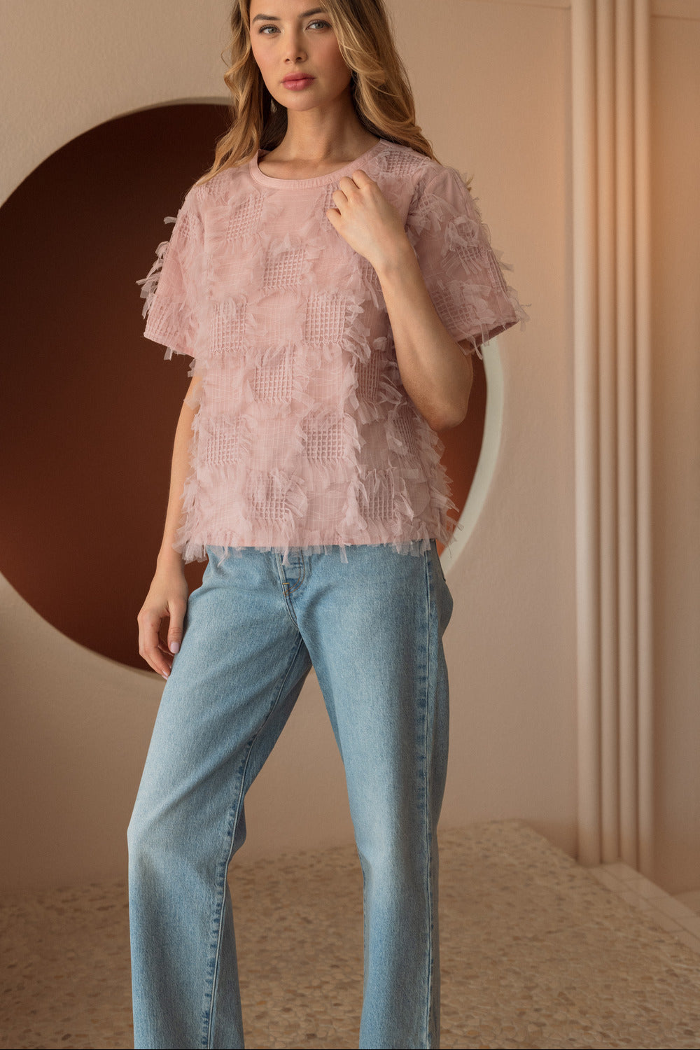 Waylynn Top with Textured Feathered Chiffon