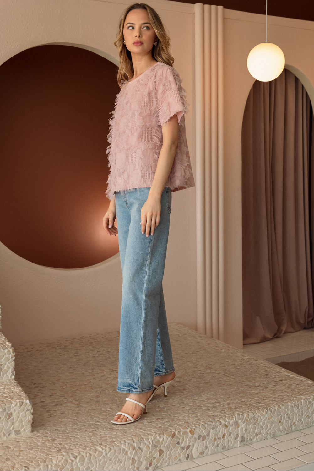 Waylynn Top with Textured Feathered Chiffon