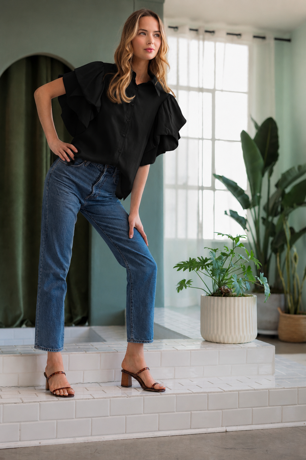 Wrynn Woven Ruffled Top