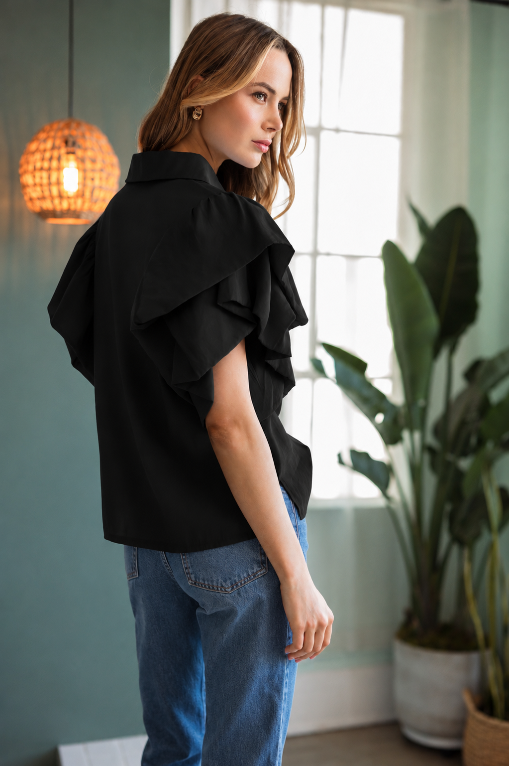 Wrynn Woven Ruffled Top