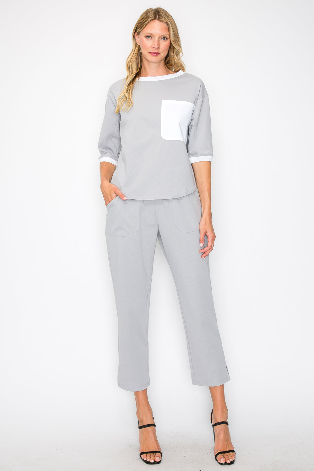 Kaley Stretch Cotton Colorblock Top