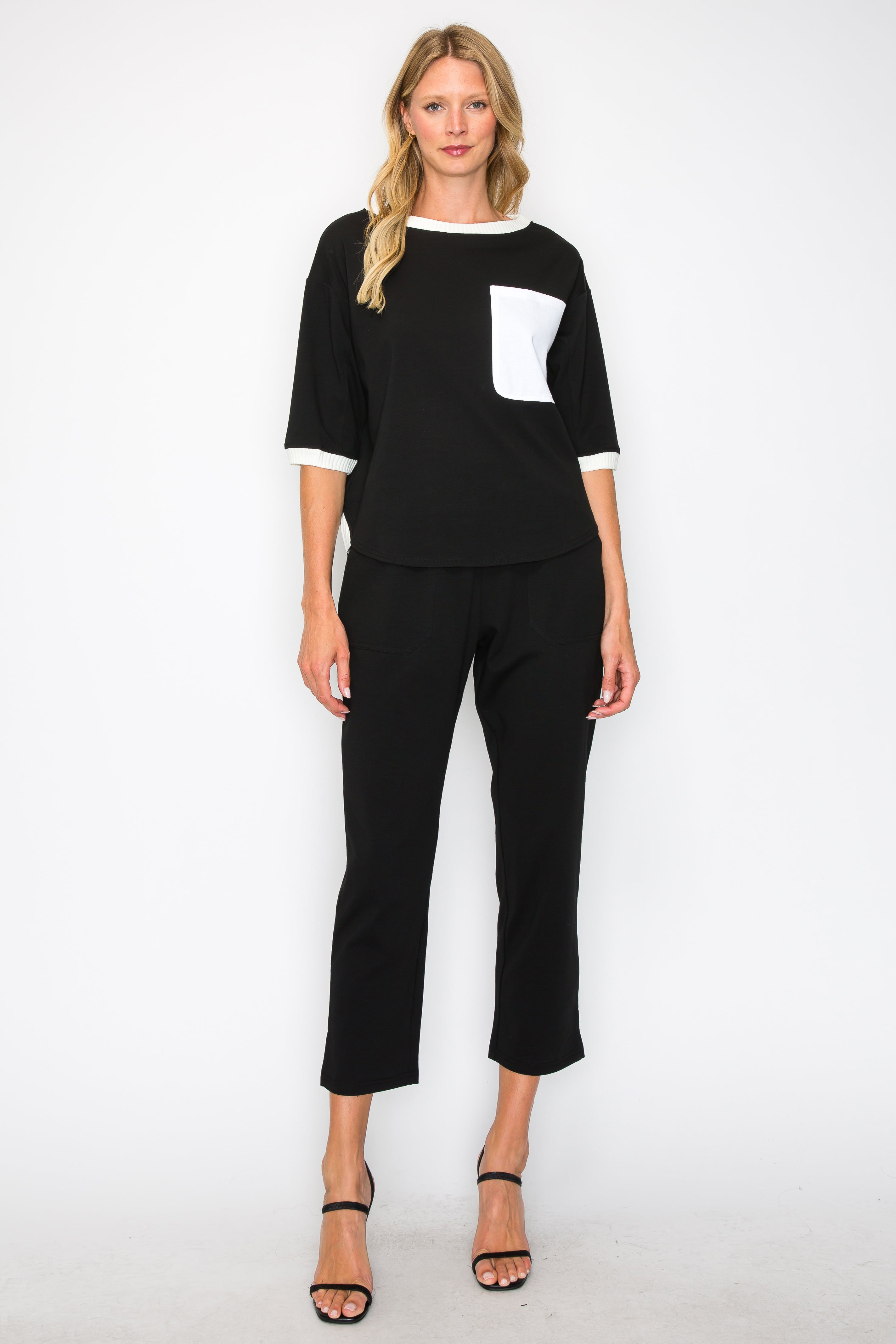 Kaley Stretch Cotton Colorblock Top