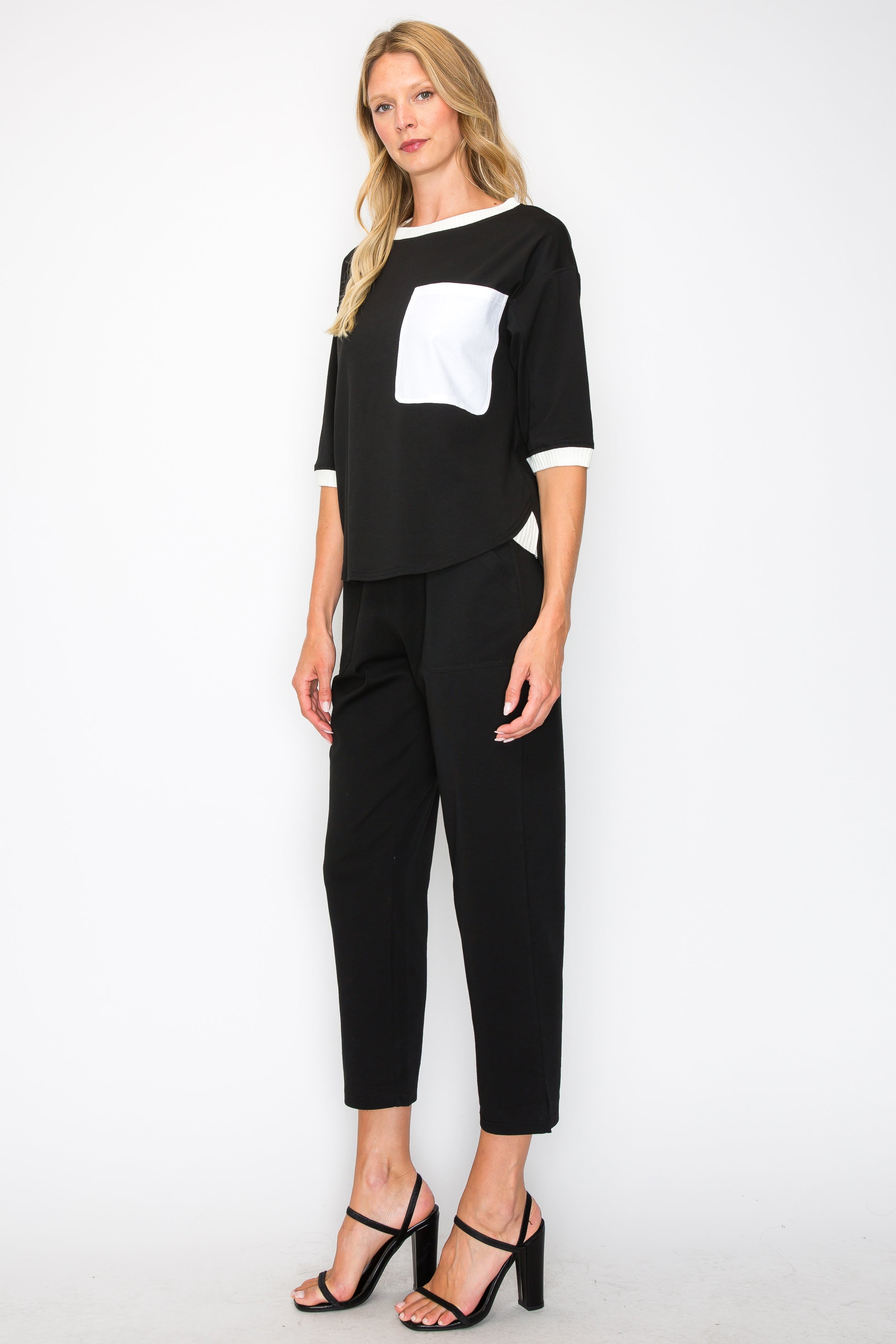 Kaley Stretch Cotton Colorblock Top