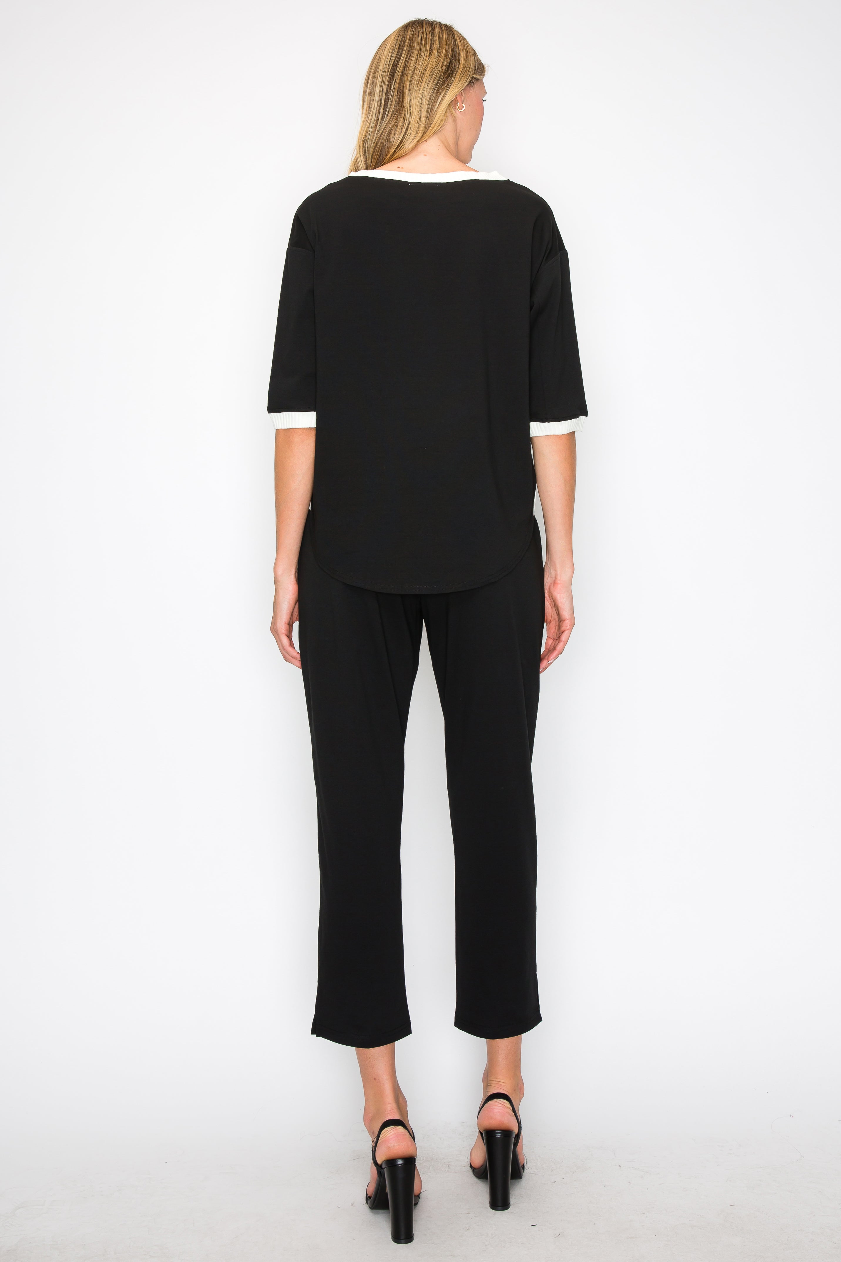 Kaley Stretch Cotton Colorblock Top