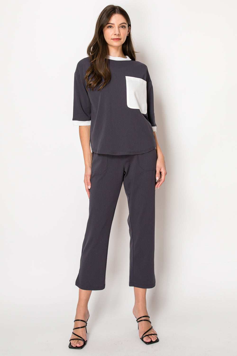 Kaley Stretch Cotton Colorblock Top