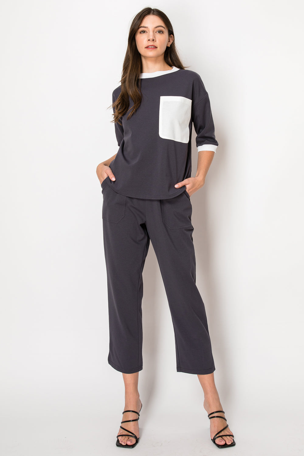 Kaley Stretch Cotton Colorblock Top