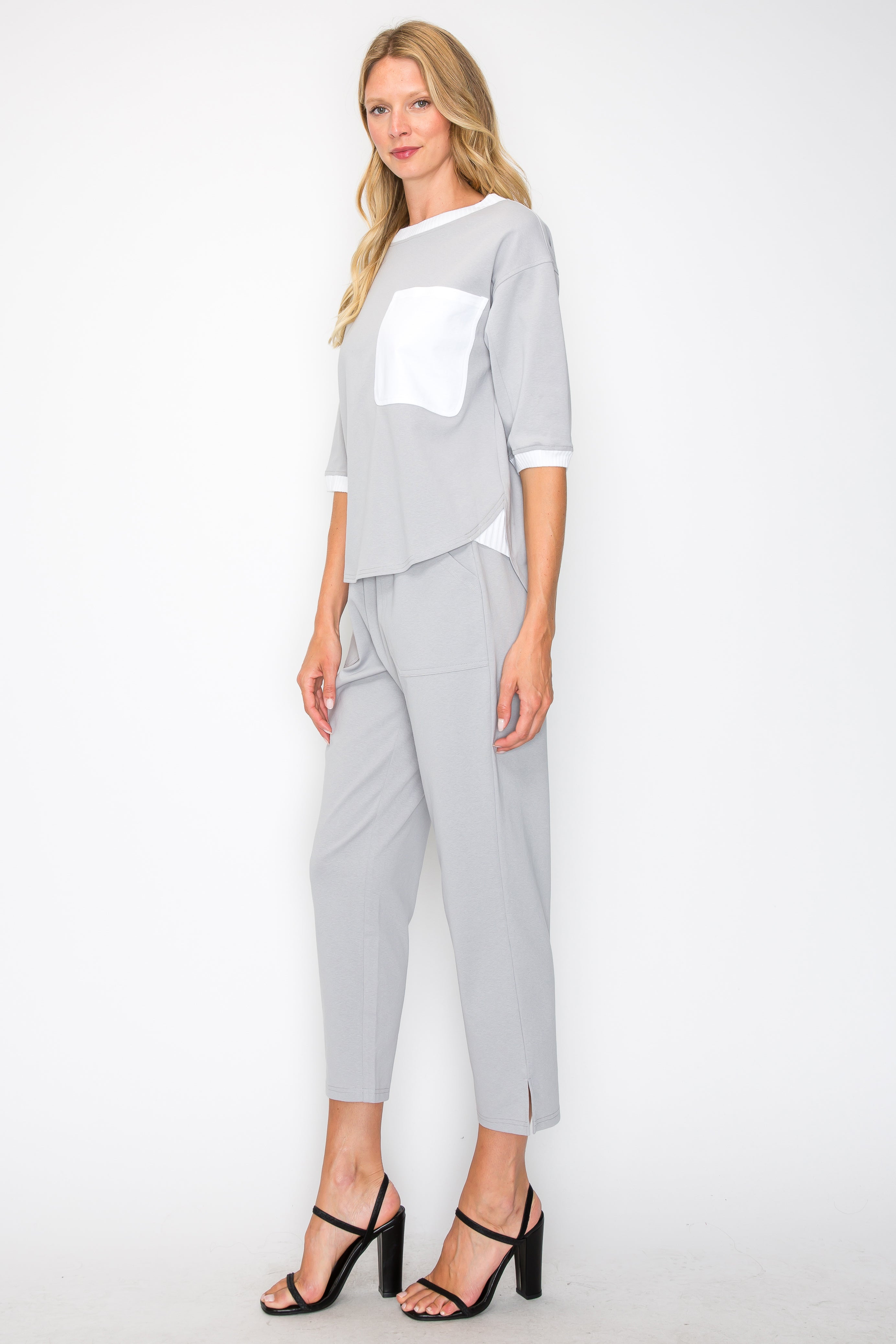 Kaley Stretch Cotton Colorblock Top