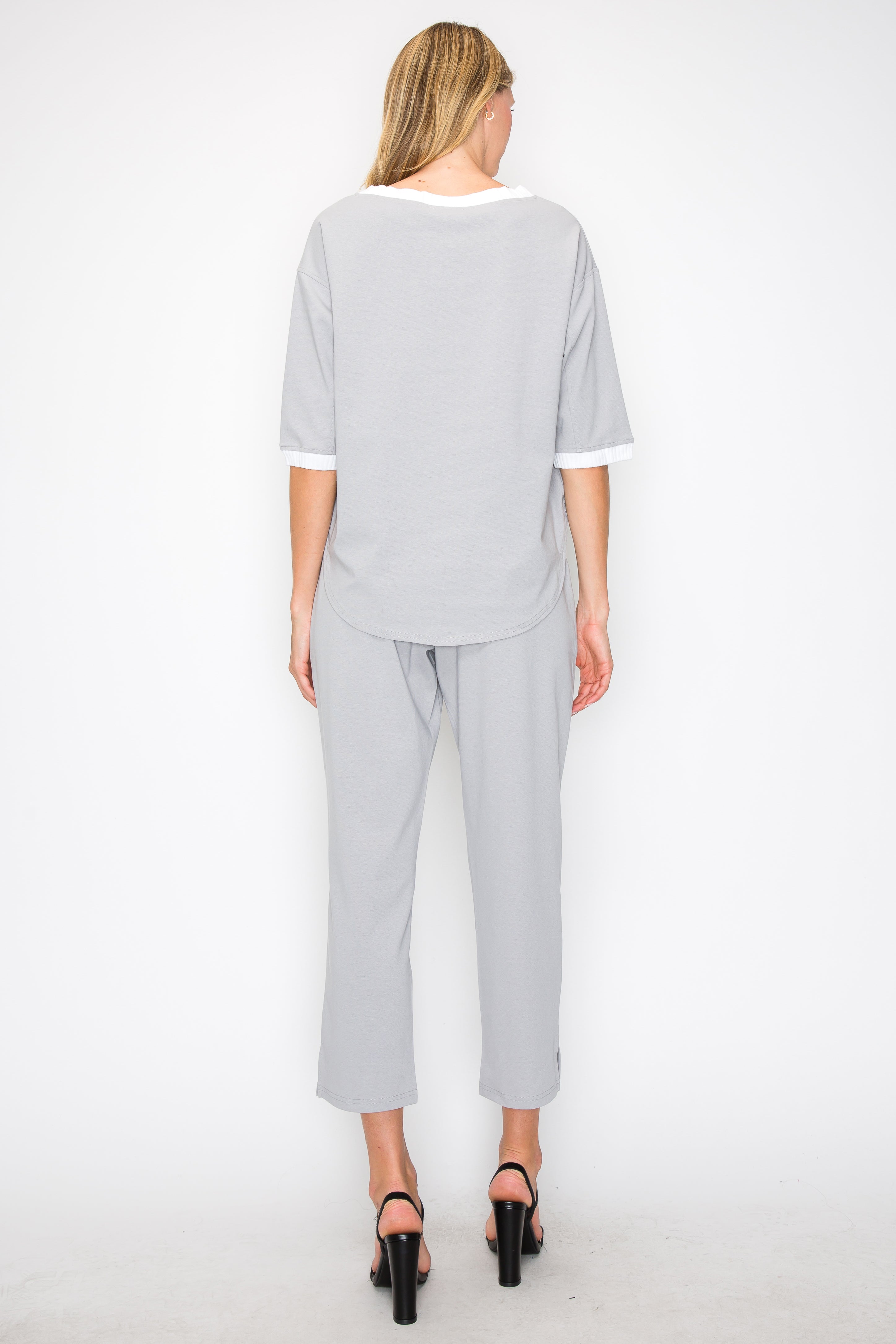 Kaley Stretch Cotton Colorblock Top