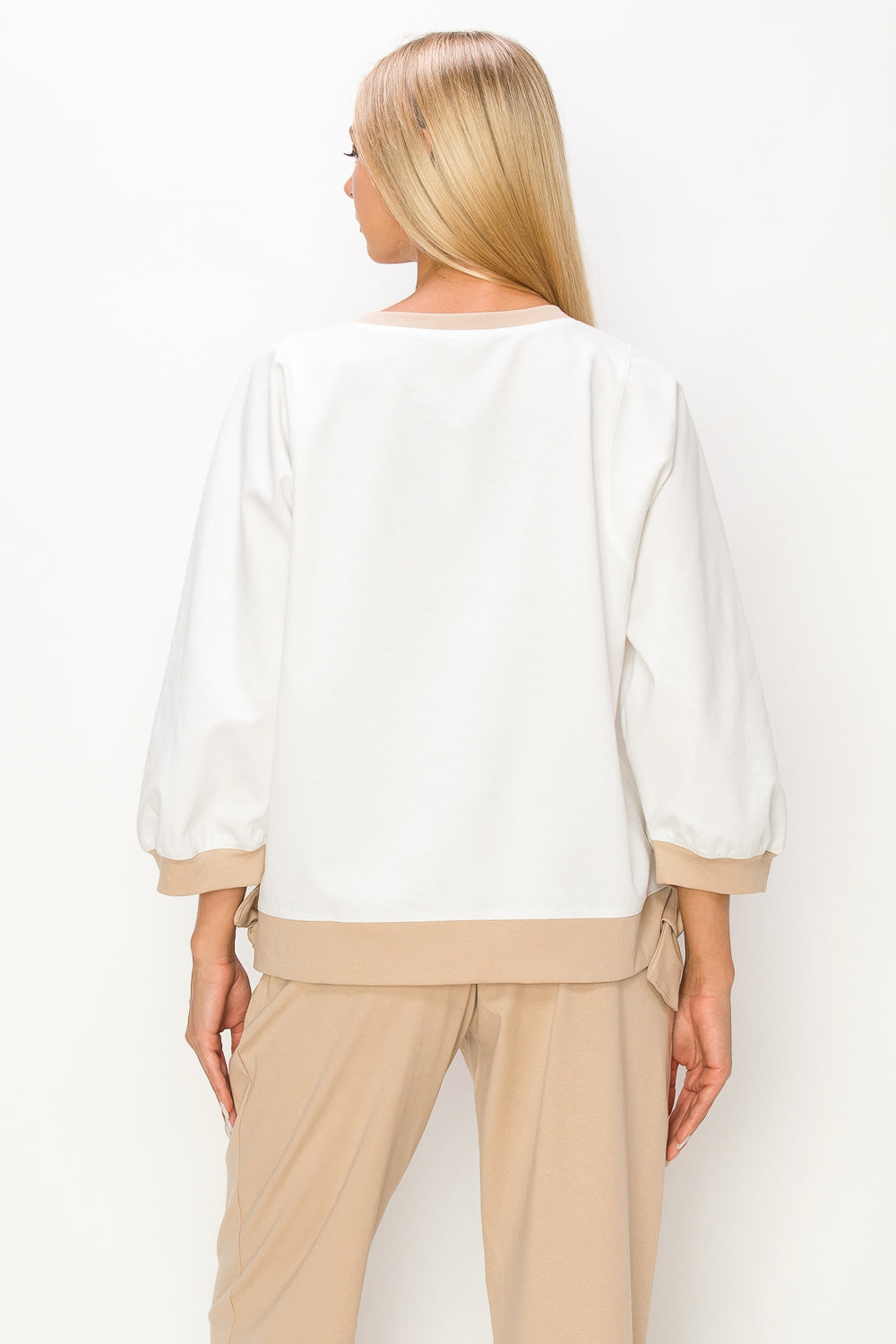 Karol Stretch Cotton Colorblock Top