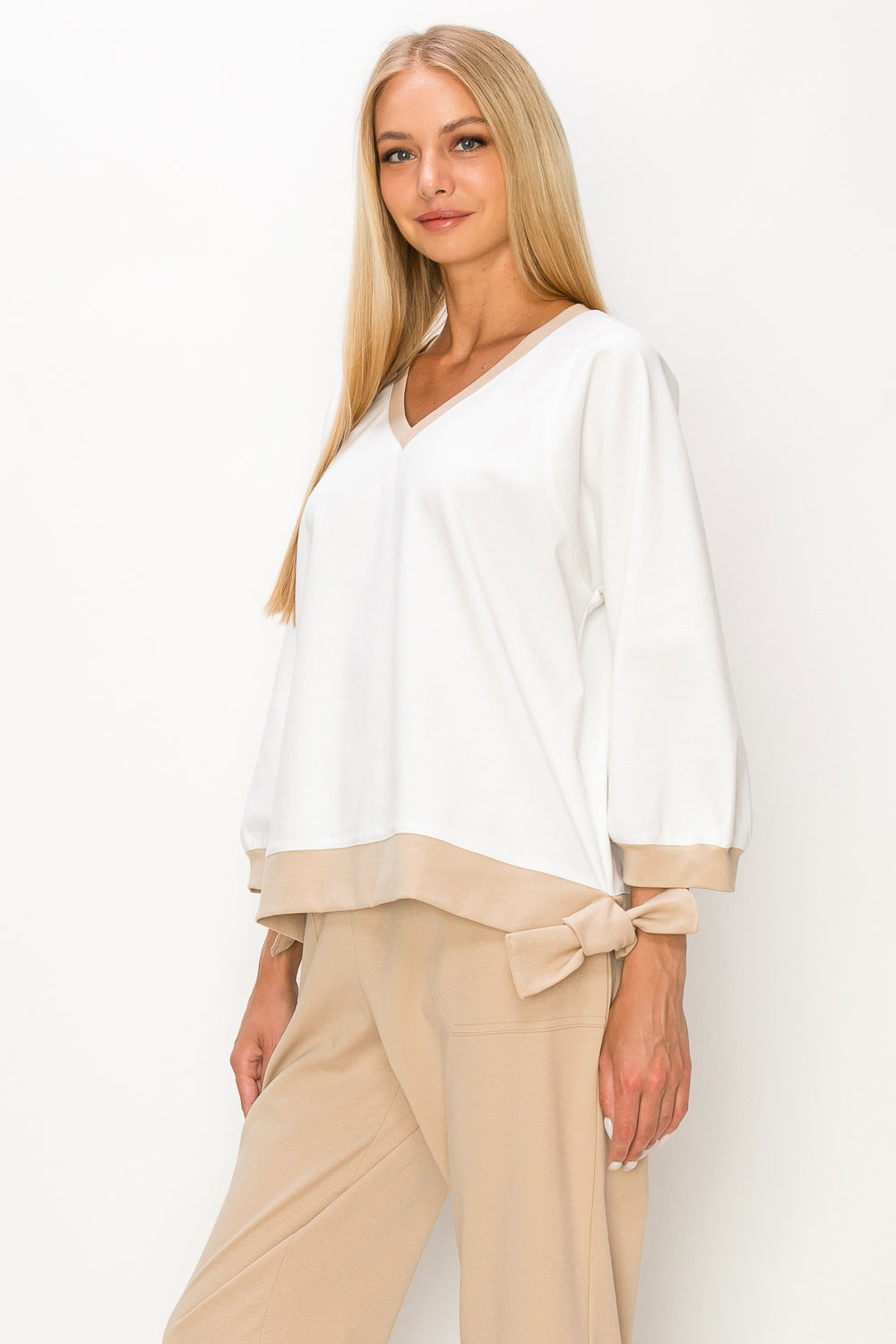 Karol Stretch Cotton Colorblock Top