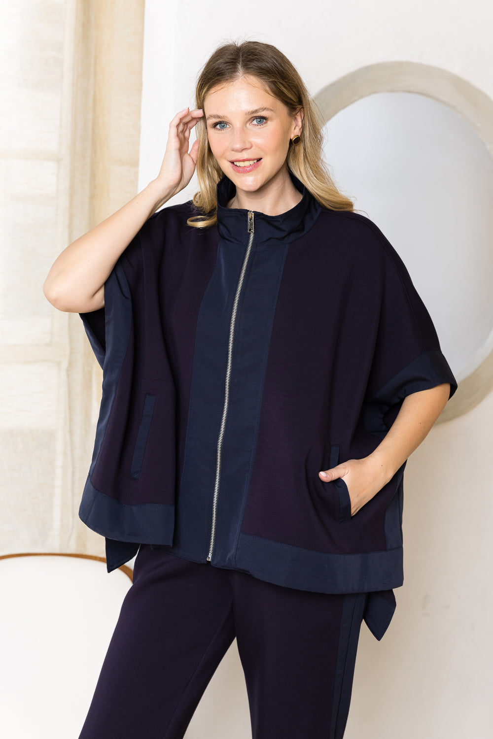 Felecia Stretch French Scuba Poncho Jacket