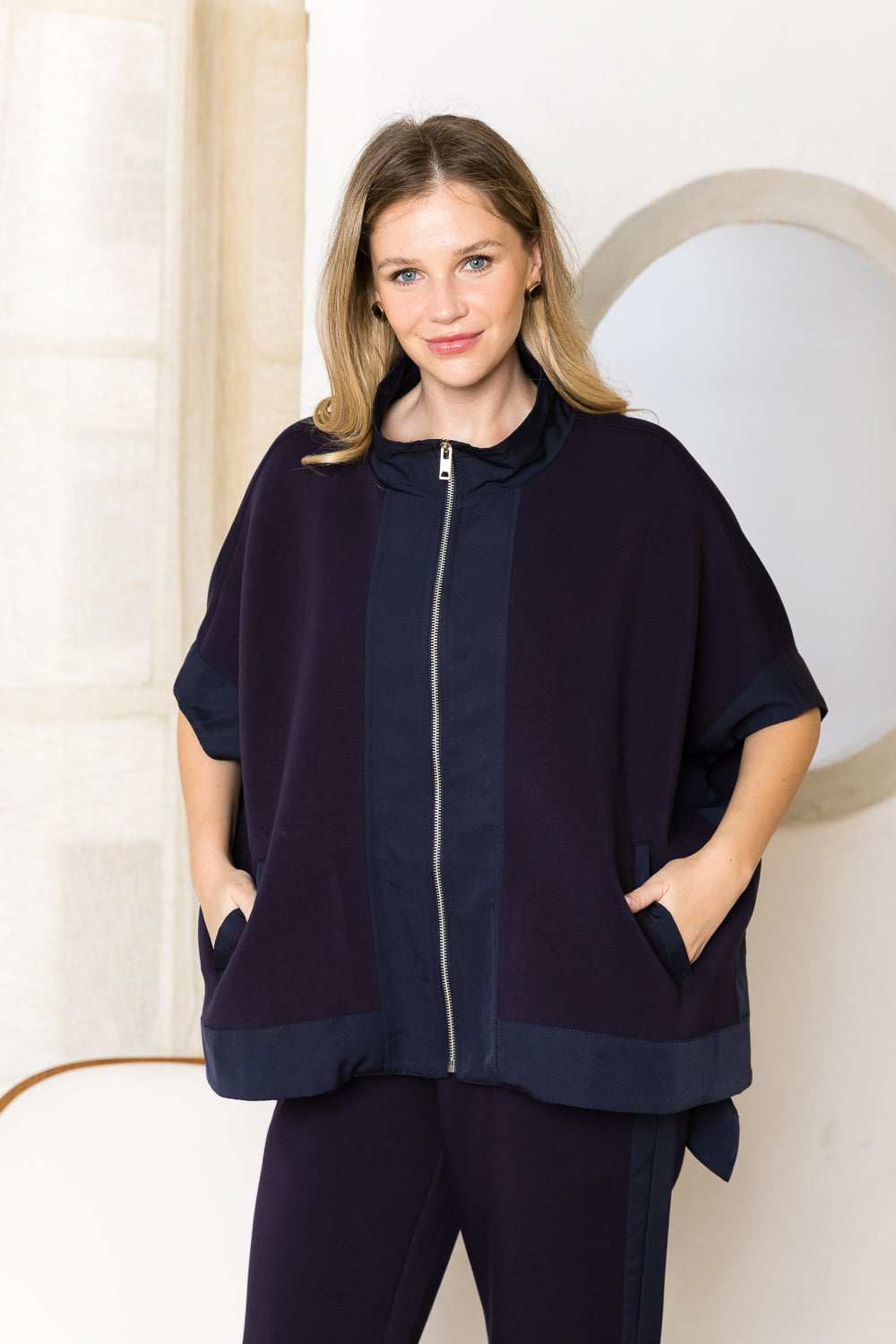 Felecia Stretch French Scuba Poncho Jacket