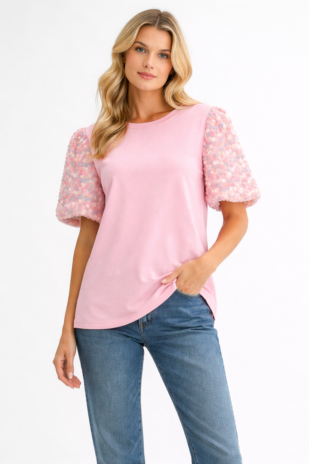 Raquel Stretch Pointe Knit with Flower Lace