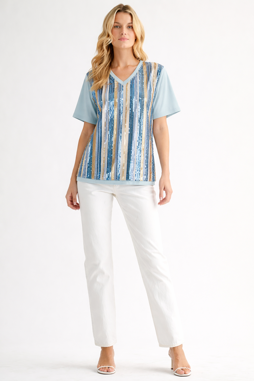 Raya Stretch Pointe Knit Top with Sequin