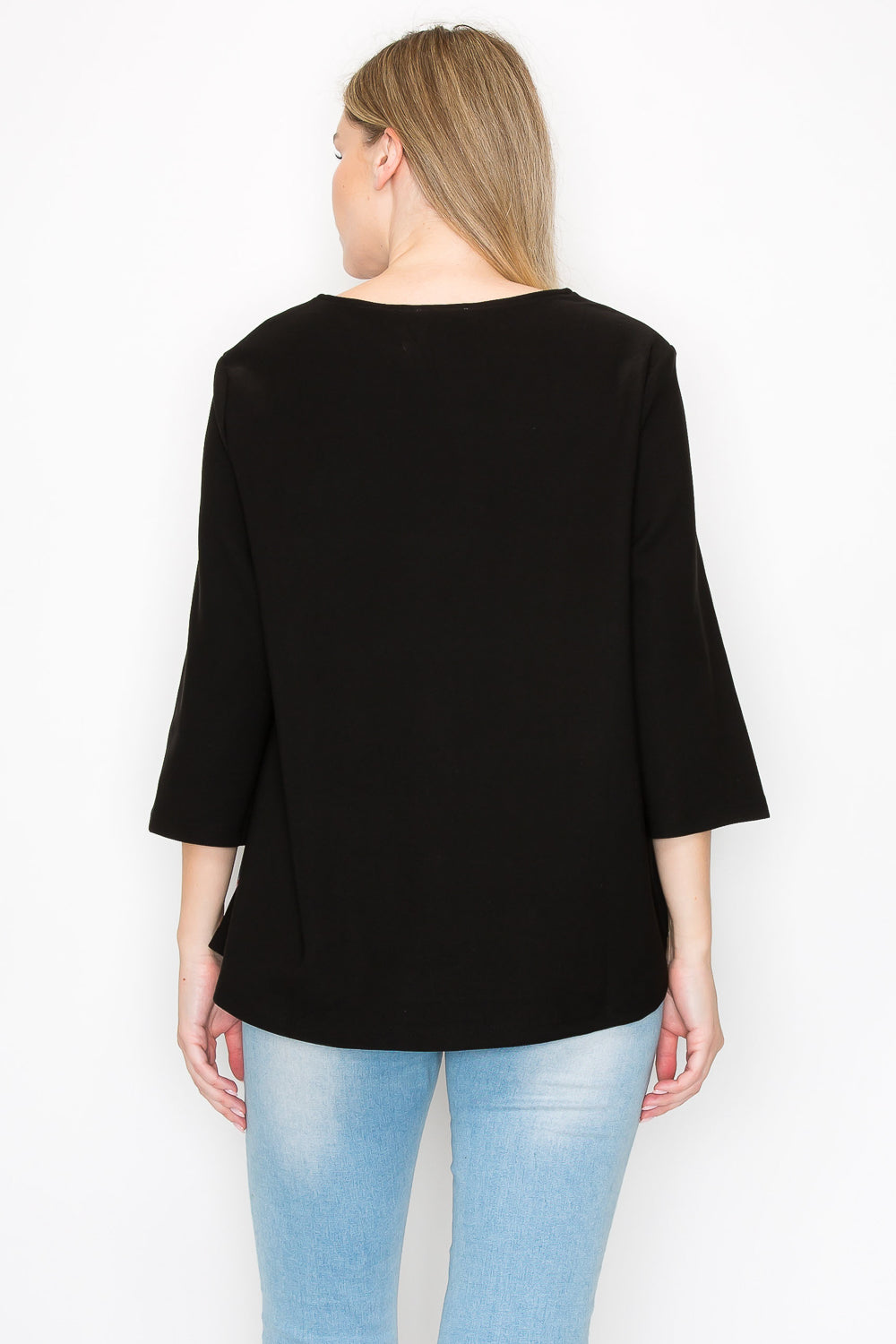 Kanna Knit Crepe Top with Contrast Stripes