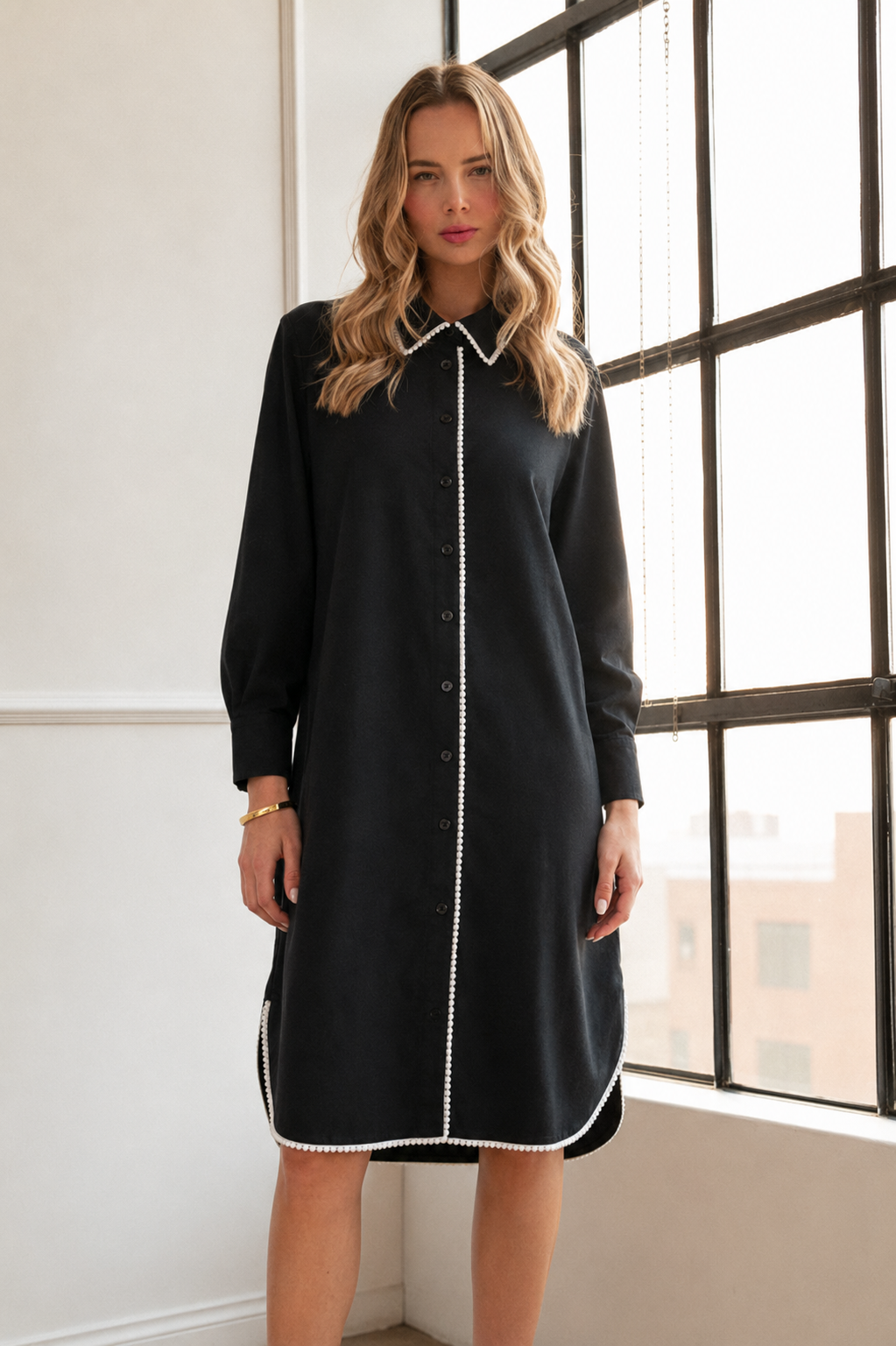 Janelle Stretch Parachute Nylon Dress with Pearls