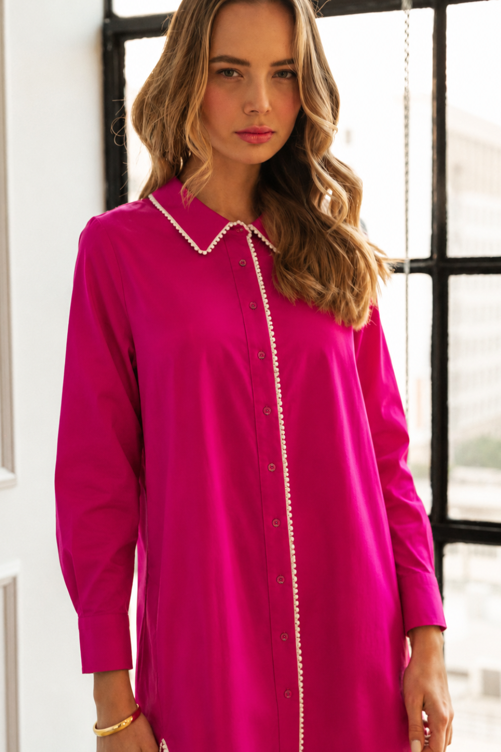 Janelle Stretch Parachute Nylon Dress with Pearls